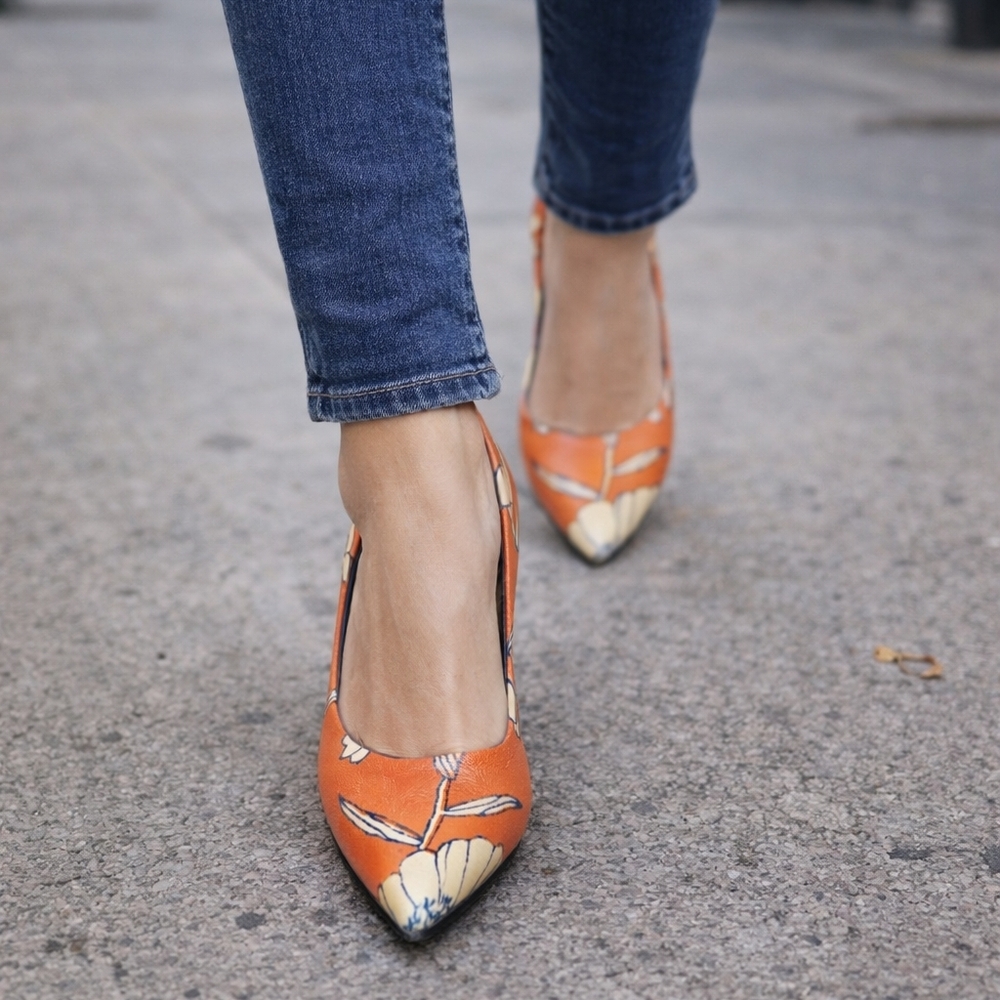 Twinset Orange Floral Heels